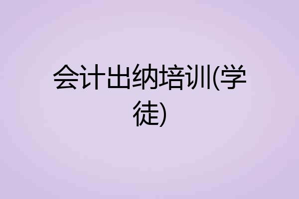 会计出纳培训(学徒)