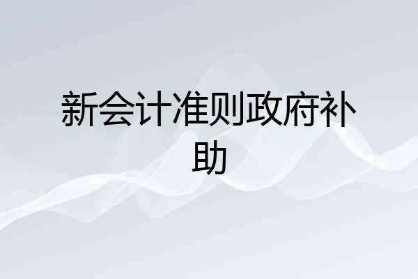 新会计准则政府补助
