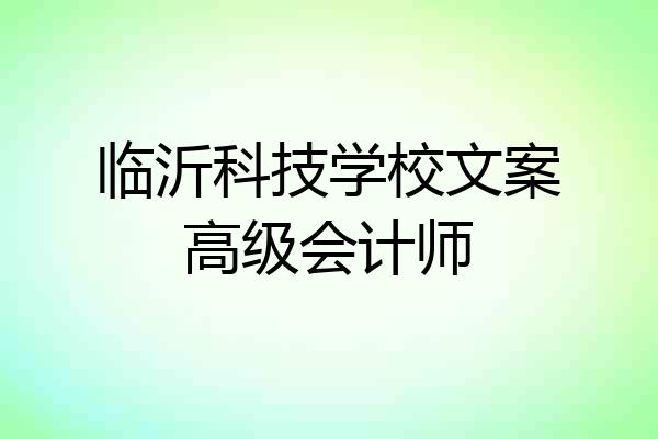 临沂科技学校文案高级会计师