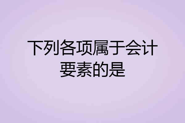 下列各项属于会计要素的是