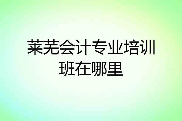 莱芜会计专业培训班在哪里