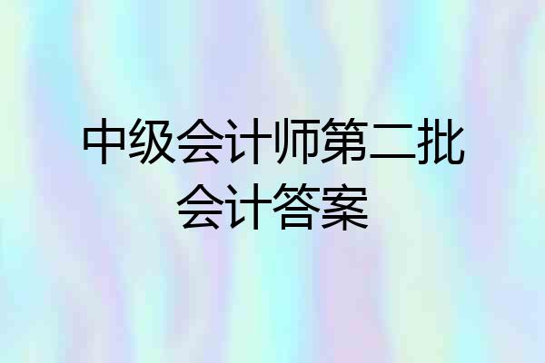 中级会计师第二批会计答案