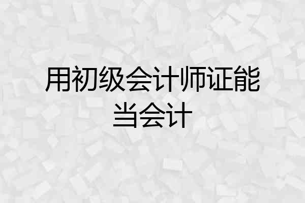 用初级会计师证能当会计
