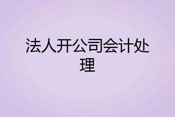 法人开公司会计处理