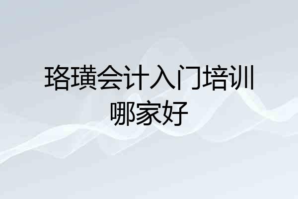 珞璜会计入门培训哪家好