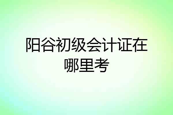 阳谷初级会计证在哪里考
