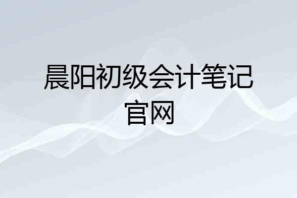 晨阳初级会计笔记官网