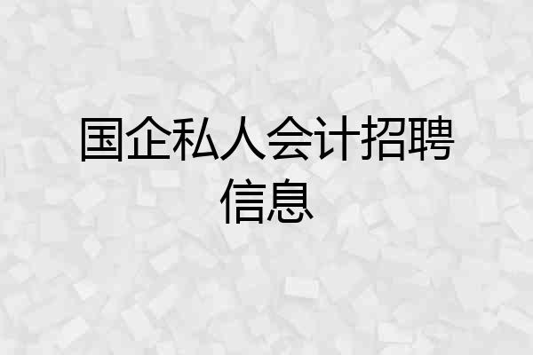 国企私人会计招聘信息