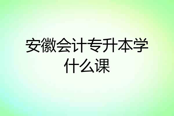 安徽会计专升本学什么课
