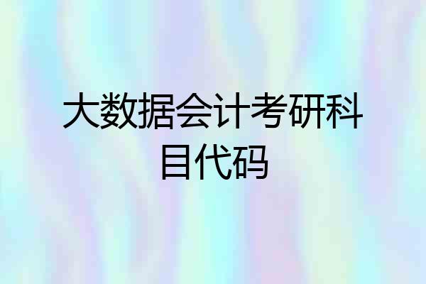 大数据会计考研科目代码