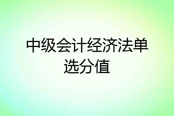 中级会计经济法单选分值