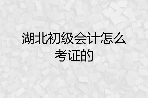 湖北初级会计怎么考证的