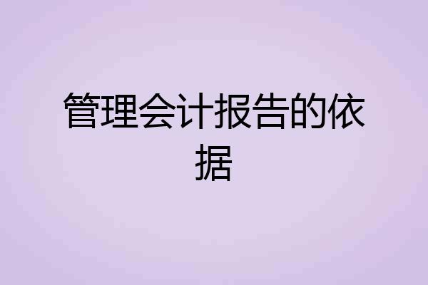 管理会计报告的依据
