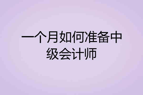 一个月如何准备中级会计师