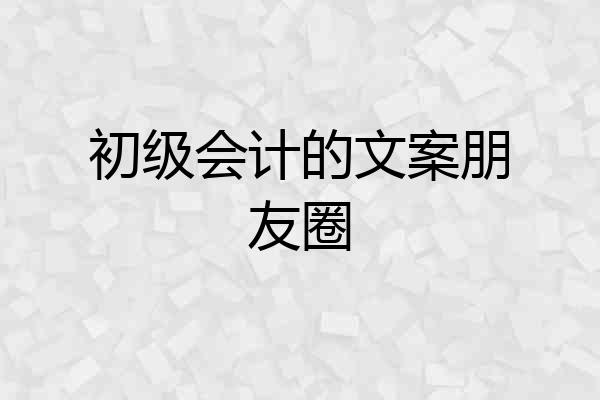 初级会计的文案朋友圈