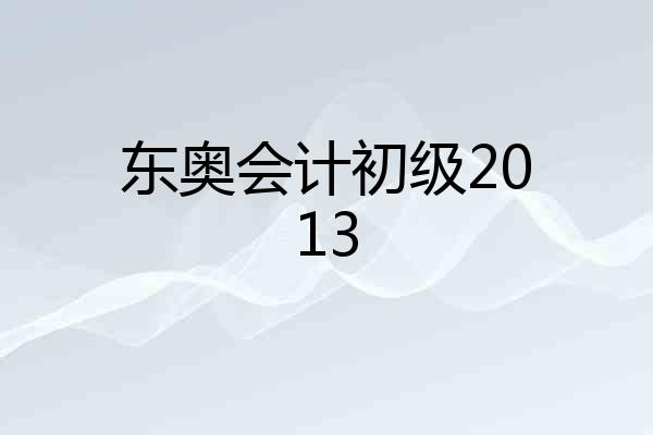 东奥会计初级2013