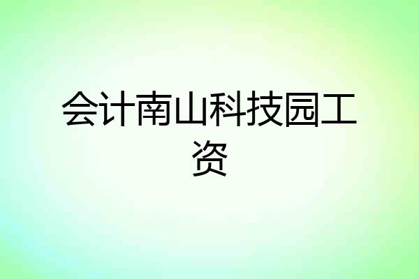 会计南山科技园工资