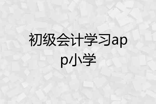 初级会计学习app小学