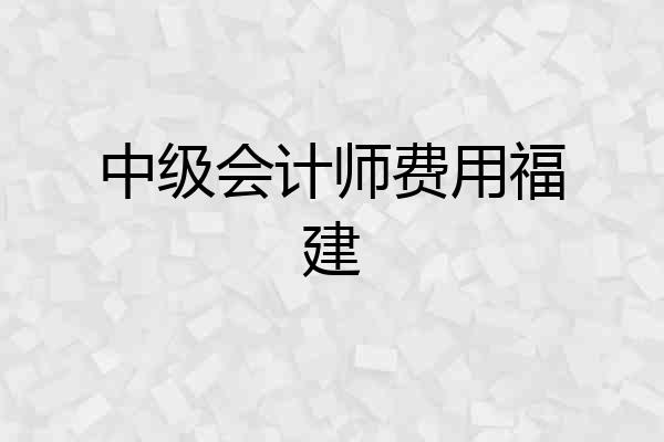 中级会计师费用福建