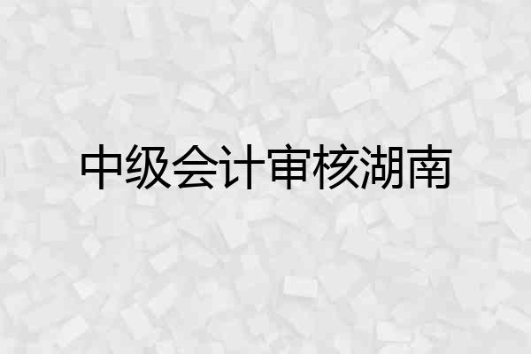中级会计审核湖南