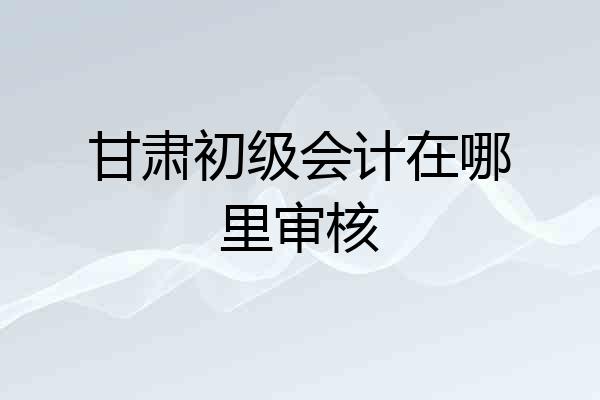 甘肃初级会计在哪里审核