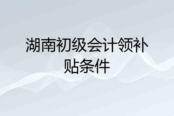 湖南初级会计领补贴条件