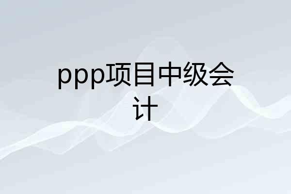 ppp项目中级会计