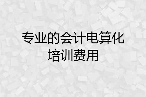 专业的会计电算化培训费用