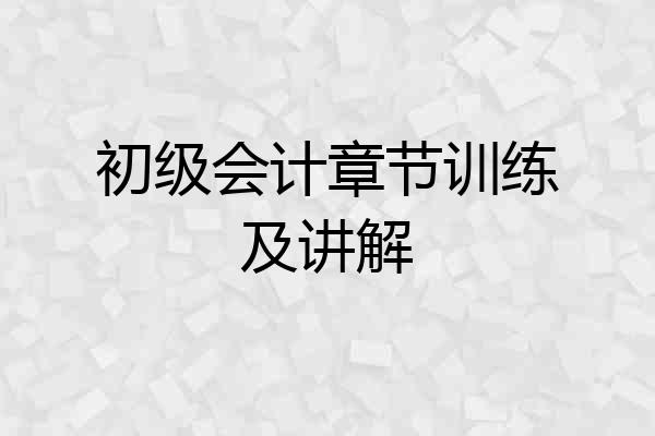 初级会计章节训练及讲解