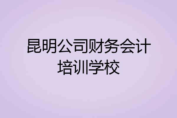 昆明公司财务会计培训学校