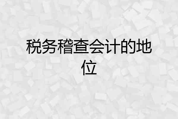 税务稽查会计的地位