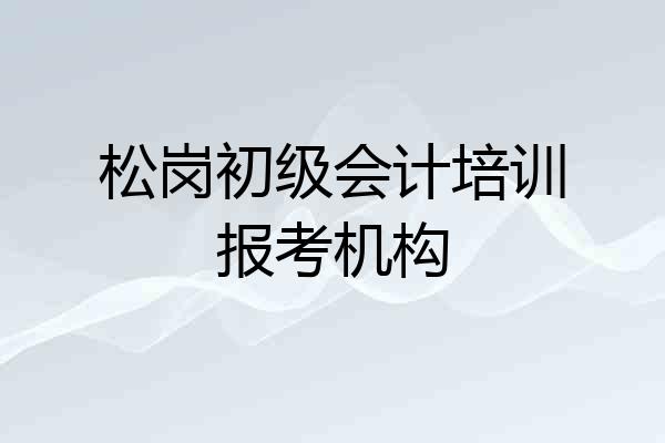 松岗初级会计培训报考机构