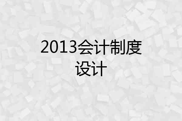 2013会计制度设计