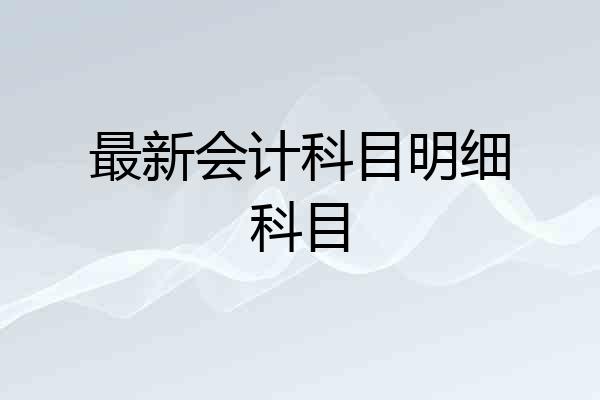 最新会计科目明细科目