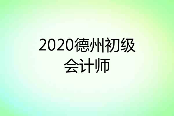 2020德州初级会计师