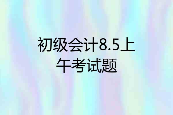 初级会计8.5上午考试题