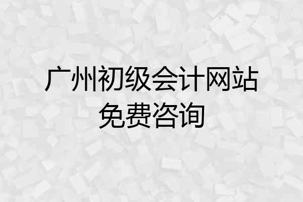 广州初级会计网站免费咨询
