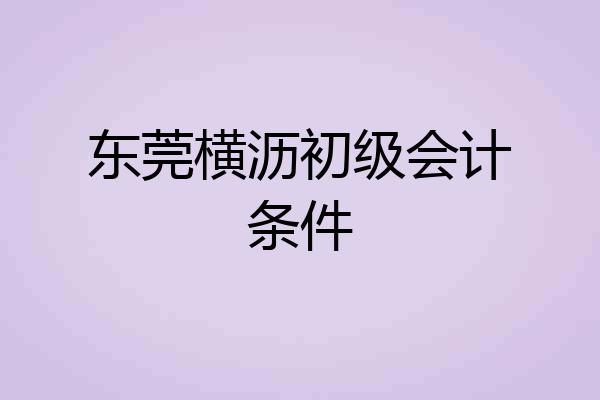 东莞横沥初级会计条件