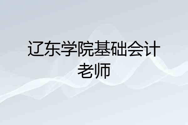 辽东学院基础会计老师