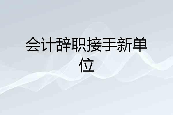 会计辞职接手新单位