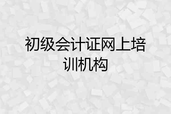 初级会计证网上培训机构