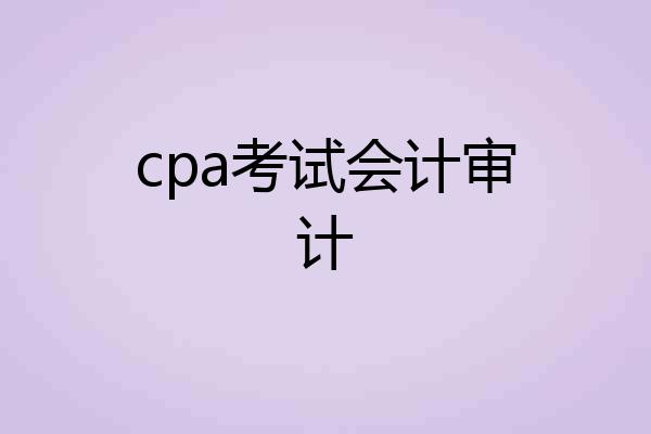 cpa考试会计审计