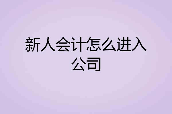 新人会计怎么进入公司