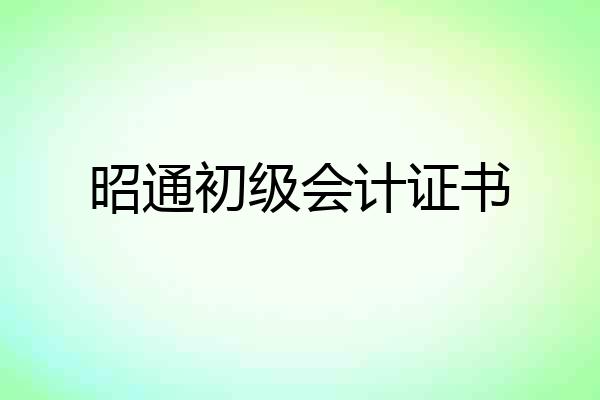 昭通初级会计证书