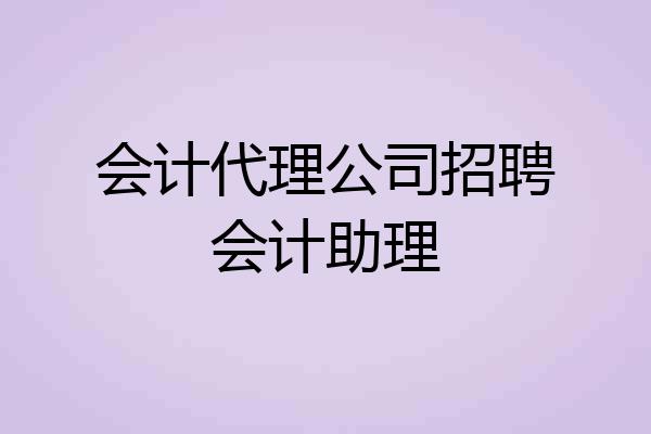 会计代理公司招聘会计助理