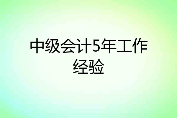 中级会计5年工作经验