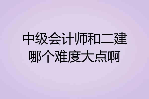 中级会计师和二建哪个难度大点啊