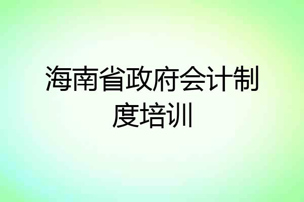 海南省政府会计制度培训