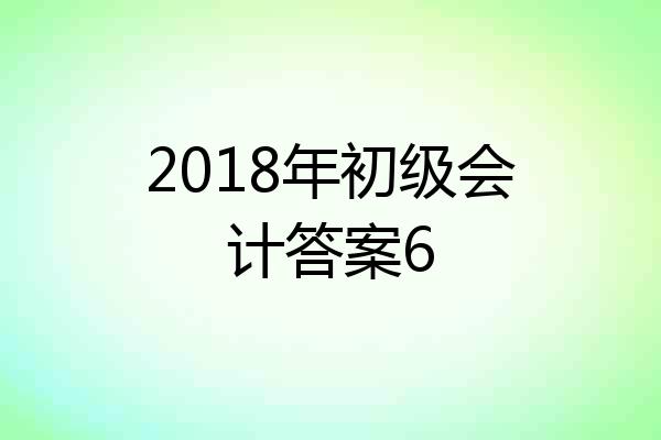 2018年初级会计答案6