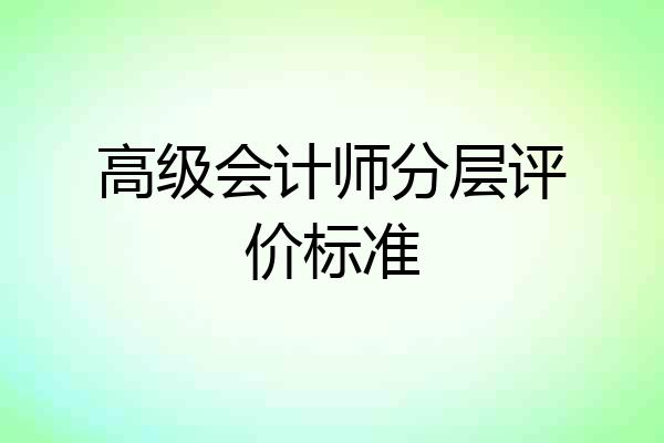 高级会计师分层评价标准
